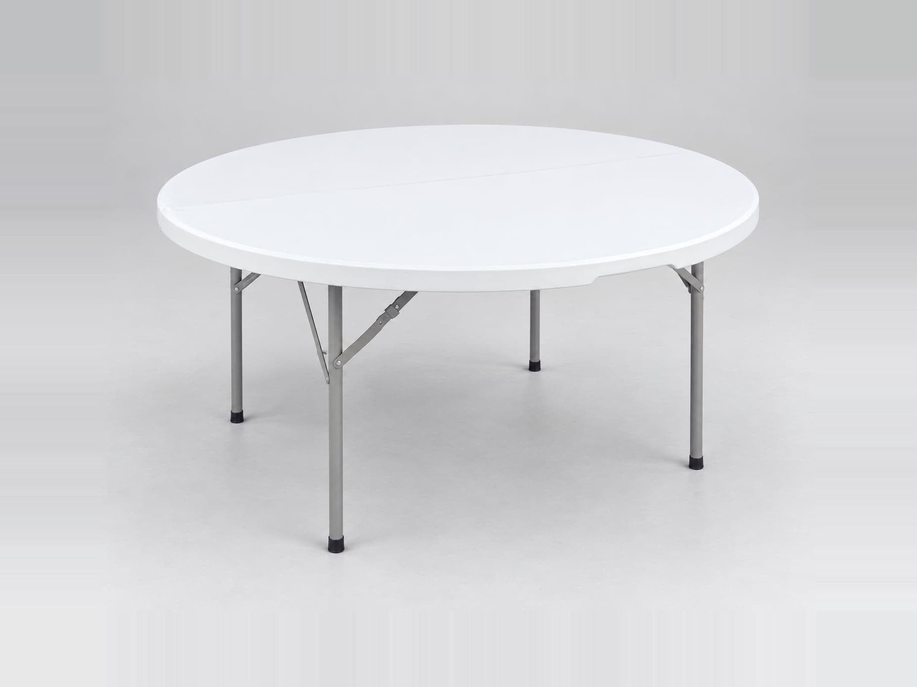 Trillium's 60-inch round folding table, photographed against a plain studio background